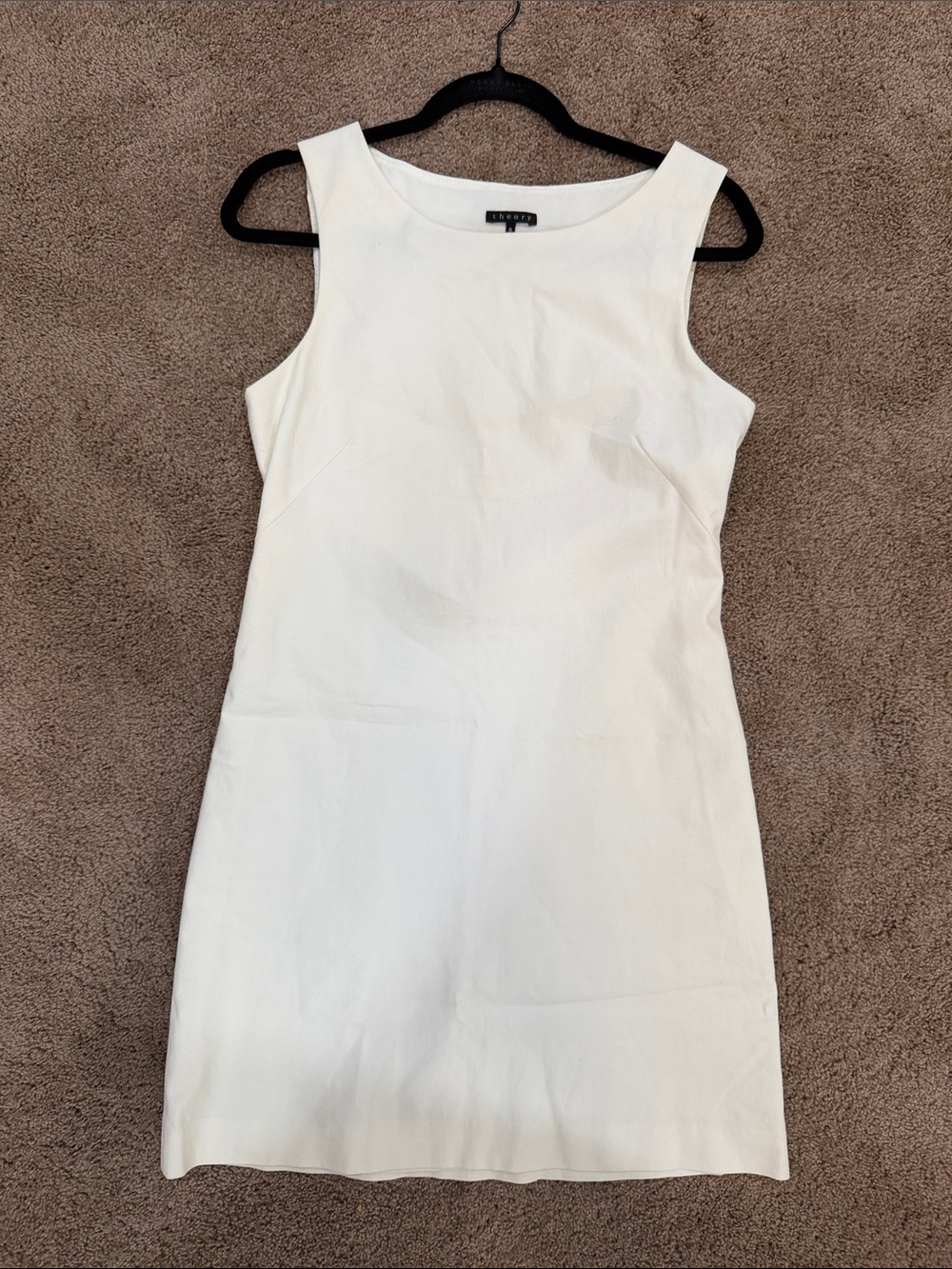 Theory White Sleeveless Mini Shift Dress